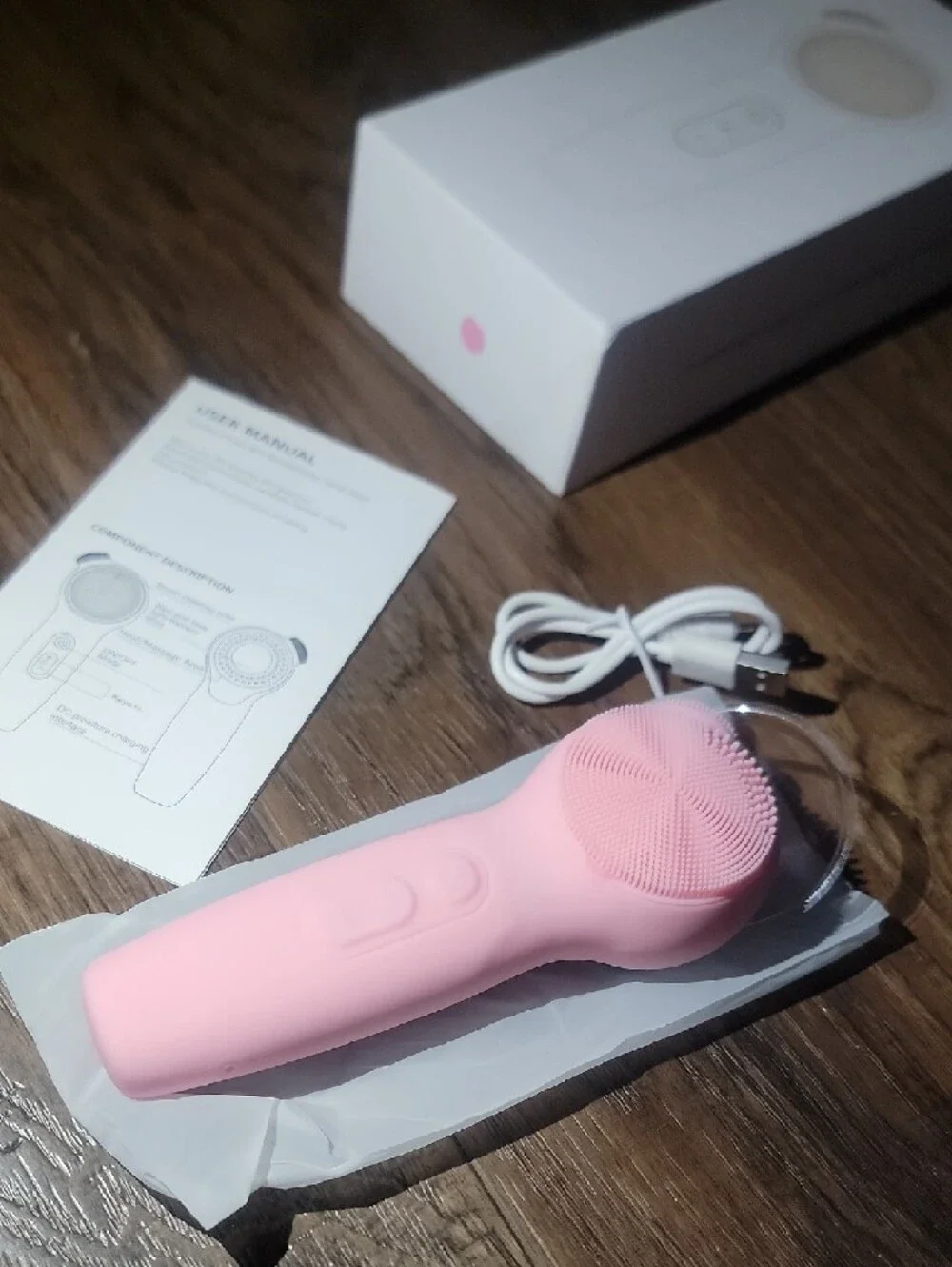 Pink USB Rechargeable Facial Cleansing & Treatment Device